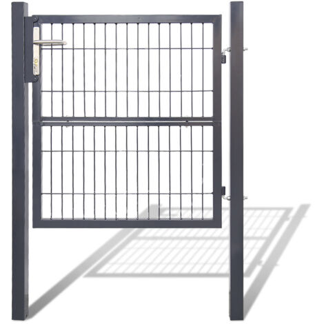 SWANEW Cancello da giardino in acciaio zincato, recinzione Con serratura e 3 chiavi Cancello da giardino 100100CM Anthracite