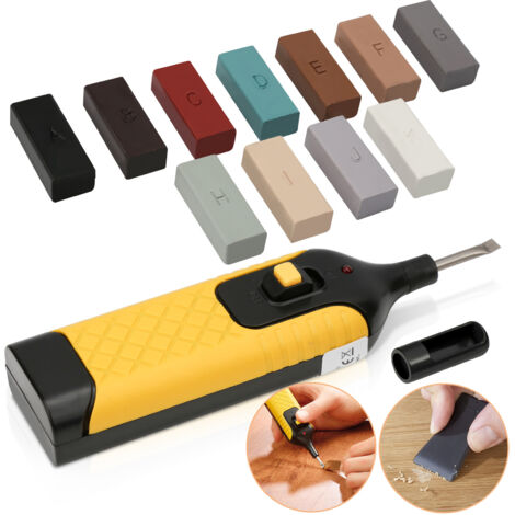 SWANEW Kit per la riparazione delle piastrelle Rimuove i segni su quasi tutti i tipi di piastrelle Con fonditore a batteria Set da 19 pezzi 11 colori di cera
