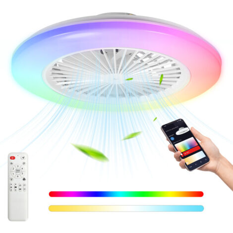 SWANEW Ventilatore a soffitto LED con illuminazione e telecomando - Ventilatore dimmerabile 49CM
