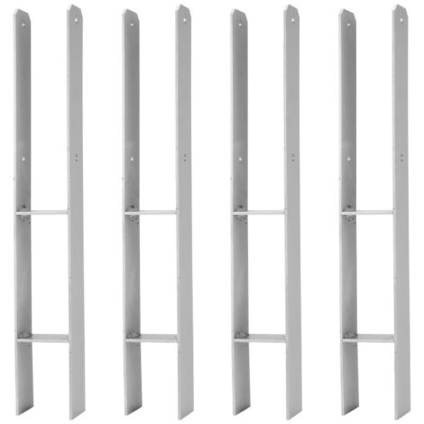 4x Staffa ad H per pali Staffa per pali zincata a caldo Ancoraggi per pali Recinzione Stabile-91mm (1/5)