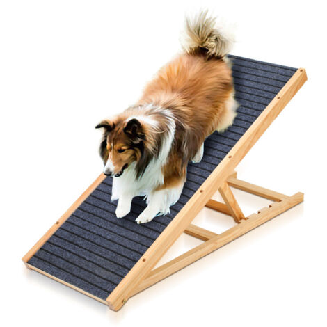 SWANEW Rampa per cani Rampa per cani 120 cm Rampa per animali domestici in legno antiscivolo Altezza regolabile e pieghevole
