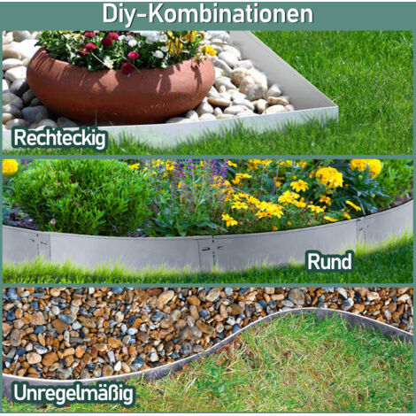 Randaco Bordi per prato durevoli zincati per giardino Bordi di difesa dalle lumache Bordi di falciatura in metallo 100x15cm 5m