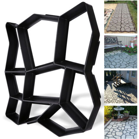 SWANEW 1 pezzo stampo di pavimentazione fai da te stampo in calcestruzzo nero 43x43x4cm stampo cassaforma plastica irregolare pavimentazione in calcestruzzo stampo di colata per pavimentazione pietre