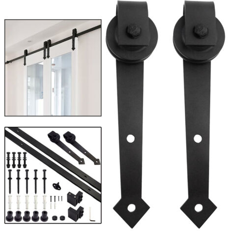 SWANEW Set di montaggio per sistema di ante scorrevoli binario di scorrimento per ante scorrevoli in legno ferramenta per ante scorrevoli 183/200cm