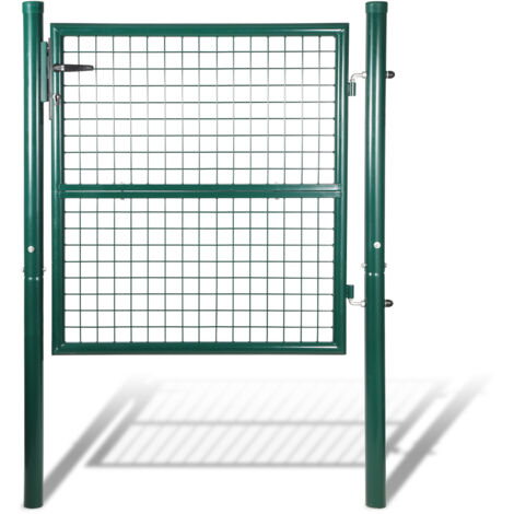 SWANEW Cancello da giardino in acciaio zincato, recinzione Con serratura e 3 chiavi Cancello da giardino 100100CM Vert