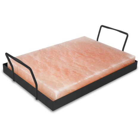 SWANEW Pietra di sale con supporto Pietra di sale per barbecue Set barbecue XL 30x20x3cm Piastra di sale per i pasti