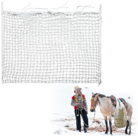 SWANEW Rete Fieno per Cavalli Sacche per Fieno per Cavalli. Rete Fieno con Piccoli Fori. Sacco in Rete Tessuta Borse 160 x 100 cm maglie 3x3cm Bianco