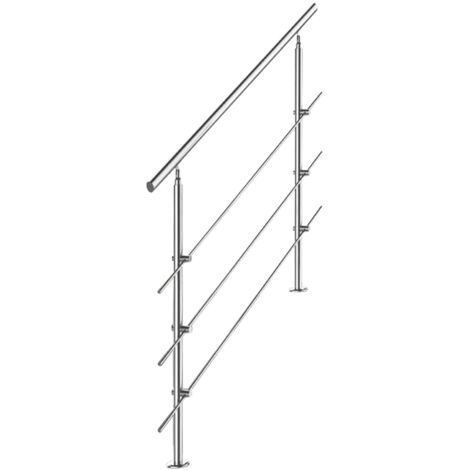 SWANEW Ringhiera in acciaio inox per scale esterne set Giardino Balcone Balaustra (160 cm, 3 traverse)