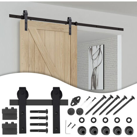 SWANEW Sistema di porte scorrevoli Set di accessori per binari a pavimento in legno Binario per porte a rulli in vetro 150kg Pfeil 152cm