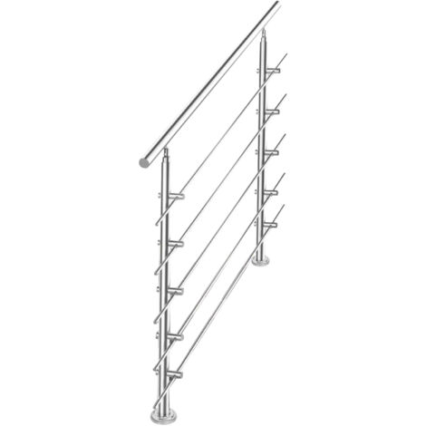 SWANEW Ringhiera in acciaio inox per scale esterne set Giardino Balcone Balaustra (150 cm, 5 traverse)