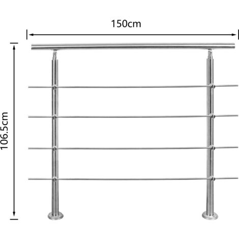 SWANEW Kit di ringhiera per corrimano in acciaio inossidabile con/senza montanti a croce per ringhiere per scale all'interno e all'esterno. balcone (150 cm. 4 montanti a croce) (1/5)