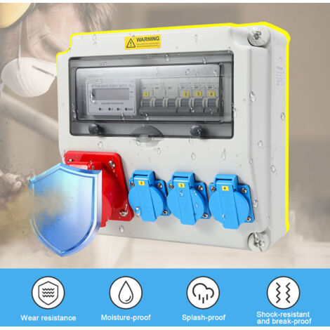 Distributore Di Corrente Da Cantiere Con Interruttore FI - 2 Prese Schuko 16A/250V | IP67 Impermeabile Per Esterno - Foto 4