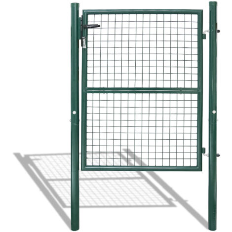 SWANEW Cancello da giardino in acciaio zincato, recinzione Con serratura e 3 chiavi Cancello da giardino 150100CM Vert