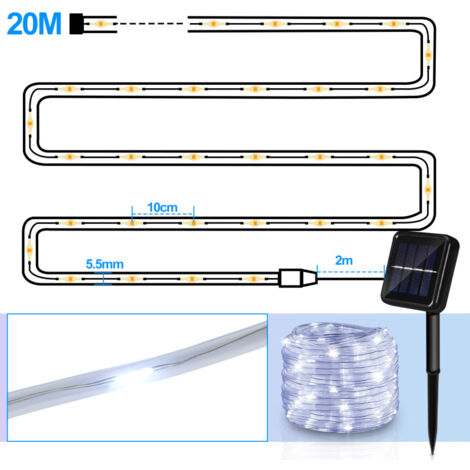 Luci A Stringa Solare Da Esterno, 22M 200 LED Luci A Stringa Solare Da Esterno Impermeabili 8 Modalita Luci A Stringa Solare Bianco Caldo Per Giardino Patio Decorazione Del Balcone 80697295