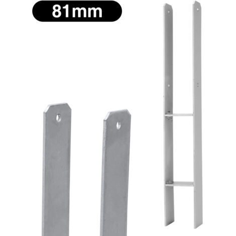 Randaco Ancoraggio ad H Ancoraggio per palo incassato Recinzione stabile Per un supporto stabile duraturo 2x 81MM (1/5)