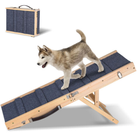 SWANEW Rampa per cani in legno pieghevole, rampa per animali domestici 4 livelli Regolabile da 19,5 cm a 41 cm (1/5)