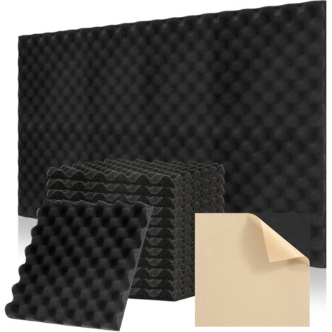 SWANEW Pannelli fonoassorbenti in schiuma acustica, set di 24, 30x30x2,5cm, pannelli fonoassorbenti a onda per pareti, pannelli acustici, tappetini in schiuma acustica per pareti di studi - Nero (1/5)