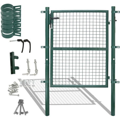 SWANEW Cancello da giardino con rete a doppia sbarra - Verde - 150x100cm