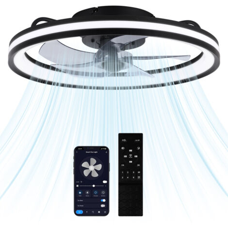 Mantra Lighting Ventilatore A Soffitto Gamer 60W Con Luci LED RGB E Telecomando, Nero 55,6 Cm