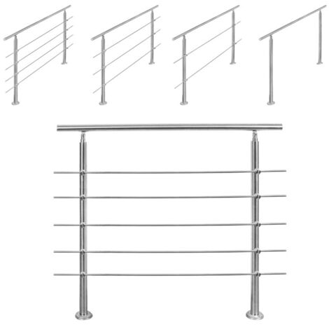 SWANEW Riducia per corrimano in acciaio inossidabile per scale di parapetto del balcone con/senza montanti a croce (150 cm. 5 montanti a croce)