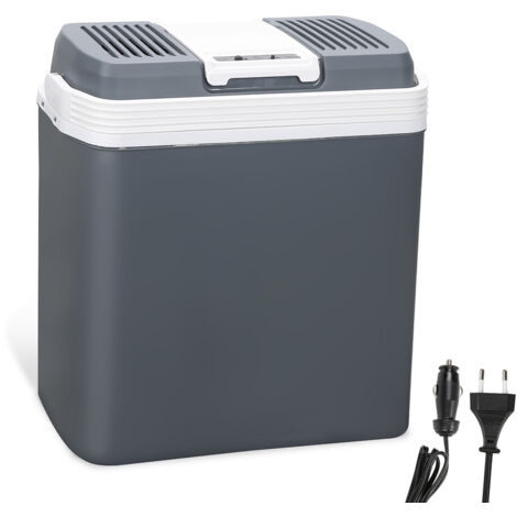 SWANEW Frigorifero elettrico Portatile da 24L Mini-frigorifero campeggio da 230V e 12V per auto camion barca o camper rinfresca e riscalda modalità ECO (Gris)
