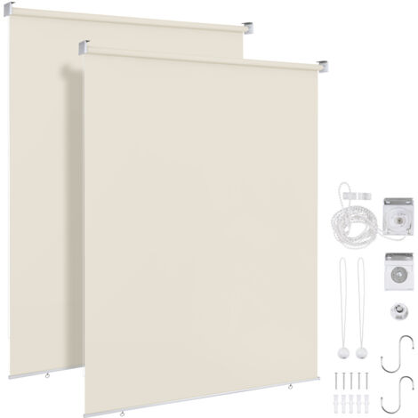 SWANEW 2X Tenda verticale Tenda da esterno per balcone Tenda a rullo Schermo retrattile da esterno Protezione solare 180x140CM Beige