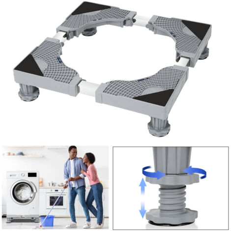 SWANEW Supporto regolabile per lavatrice 41-65cm frigorifero e asciugatrice 4 gambe Supporto carico 800 kg grigio (1/5)