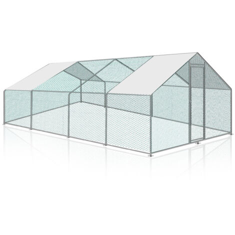 SWANEW Recinzione per pollaio Acciaio zincato con recinzione in rete con serratura Area coperta Pollaio per piccoli animali 3 x 8 x 2 m 24 m²