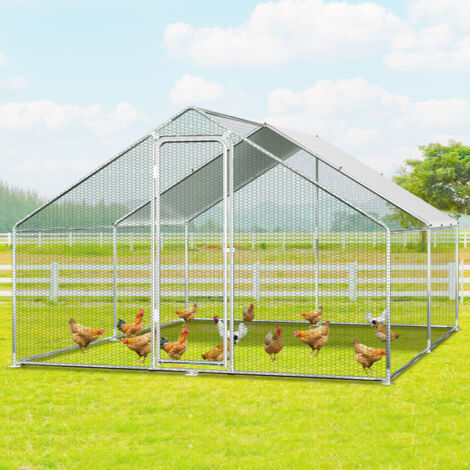 SWANEW Recinto per pollaio esterno 3x4x2 m con serratura 12 m² recinzione in acciaio zincato (1/5)