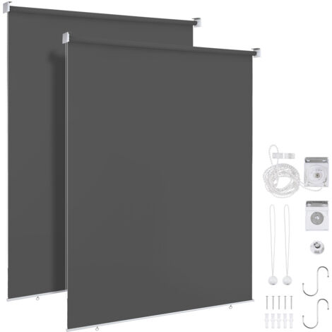 SWANEW 2X Tenda verticale Tenda da esterno per balcone Tenda a rullo Schermo retrattile da esterno Protezione solare 100x240CM Antracite
