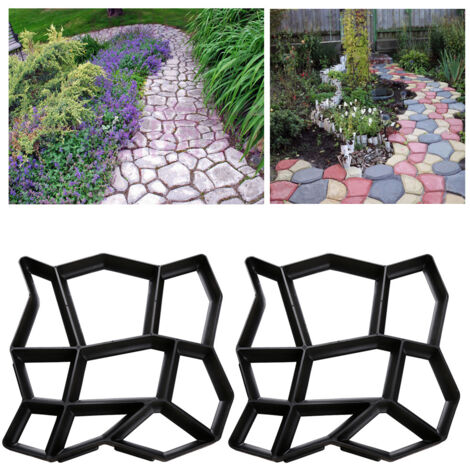 SWANEW Stampo per calcestruzzo da 2 pezzo, stampo per vialetto Strumenti per stampi per pavimentazione di vialetto per patio in cemento, 43x43x4 cm