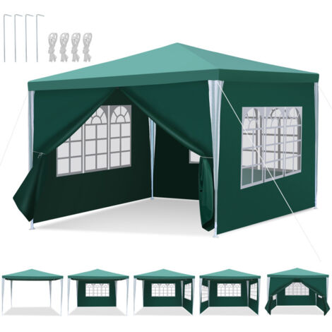 COBIZI Gazebo Pieghevole 3x3m Con 4 Pareti Laterali A Zanzariera - Tenda Pop-up Impermeabile UV Per Campeggio, Feste, Giardino - Colore Cachi