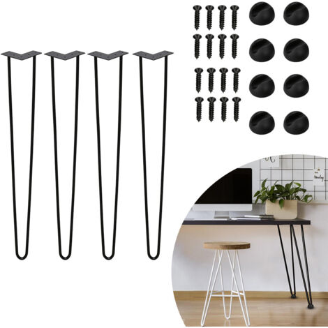 SWANEW Set di 4 gambe a forcella Telaio del tavolo Corridori del tavolo Gambe Tavolo da pranzo Gamba del tavolo Harpins 2 montanti Nero - 72 cm (1/4)