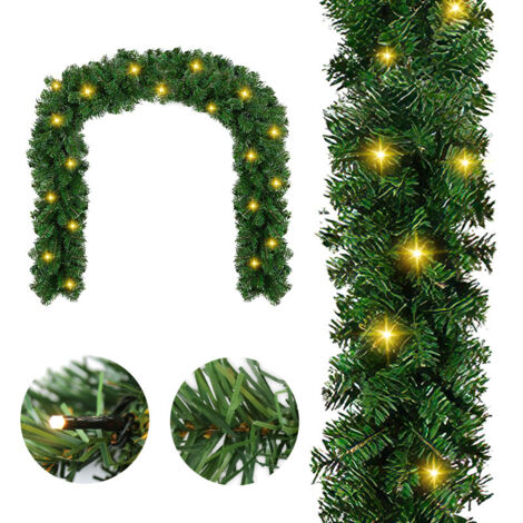 SWANEW Ghirlanda di Natale con Luci 5M Ghirlanda porta di Natalizie Ghirlanda porta Anteriore Artificiale Decorazione di Natale Ghirlandeper Scale Festa di Nozze All'interno e All'esterno 100 LEDs (1/5)