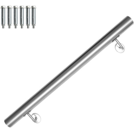 SWANEW Corrimano in acciaio inox V2A per scale - Supporto a parete, scelta 80 cm