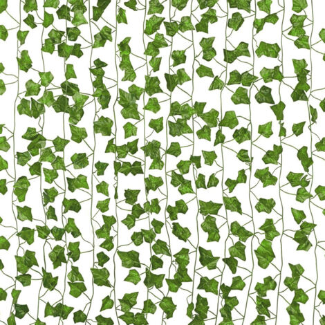 SWANEW 12x Piante sospese artificiali 2.4 metri edera a foglie verdi seta decorazione per cucina casa giardino ufficio (1/5)