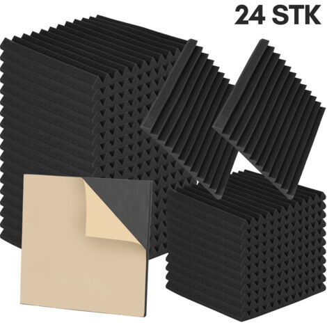 SWANEW Set di 24 pannelli fonoassorbenti per pareti e soffitti in schiuma acustica L.30 x l.30x H.2.5 cm pannelli acustici