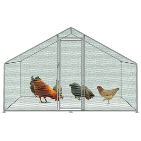 SWANEW pollaio 3x2x2m recinto esterno con serratura recinto esterno gabbia per animali di piccola taglia in acciaio zincato (1/5)