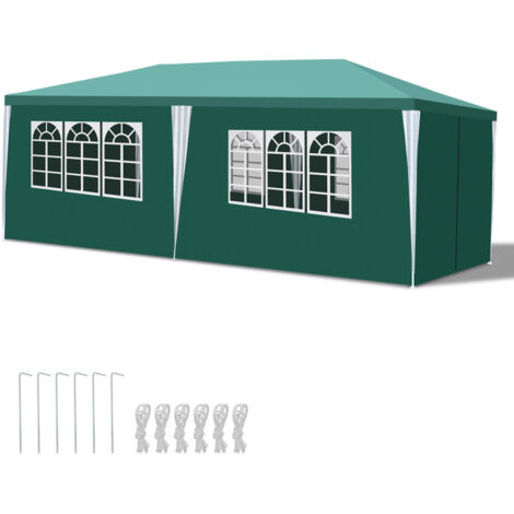SWANEW Tenda da festa Pergolato da giardino Tenda pieghevole Protezione UV per il giardino, il campeggio con pannelli laterali 3x6m Verde (1/5)