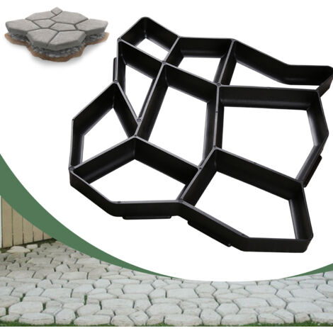SWANEW 1x giardino pavimentazione stampo nero plastica cemento stampo fai da te riutilizzabile