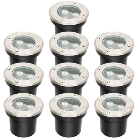 SWANEW 10x 3W Faretto da terra IP67 Faretto da incasso a pavimento con luce a LED Faretto da pavimento a terra