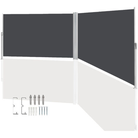 SWANEW Doppio lato tenda da sole -Out Schermo Protection Protezione del vento Terrazza Sun Protezione Sun Rullo A Consapevolezza in alluminio cieco Grigio 180x600 cm (1/5)