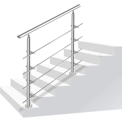 SWANEW Randonaggio in acciaio inossidabile ringhiera per scale di parapetto del balcone con/senza un montante incrociato per costruire un facile 150 cm. 4 montanti incrociati