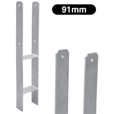 6x Supporto palo H-ancoraggi Supporto palo zincato a caldo Ancoraggi palo recinti stabili-91mm (1/5)