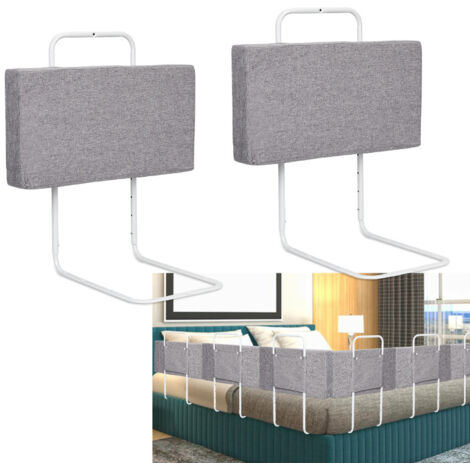 SWANEW Sponda Letto Griglia di protezione per il Letto Bambini 120 cm Barriere per letto Anticaduta Regolabile in Altezza per Letto. Protezioni Laterali Regolabili Grigio Lino