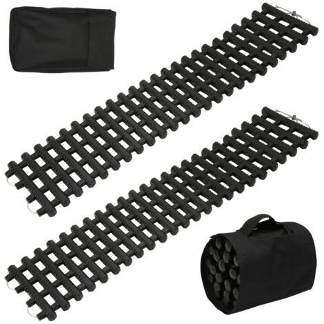SWANEW 2X tavole di trazione (100 CM) con materiale TPR, tavole di recupero per veicoli fuoristrada/autovetture/pickup/SUV/motorhome, coppia di tappetini di trazione per pneumatici, borse di stoccaggi