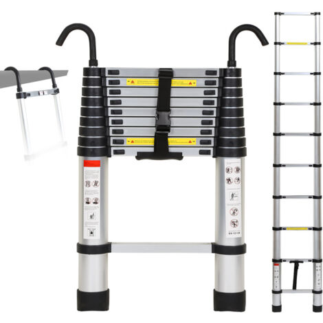 SWANEW Scala Telescopica Con Gancio Scaletta In Alluminio Argento 2.6m (1/5)