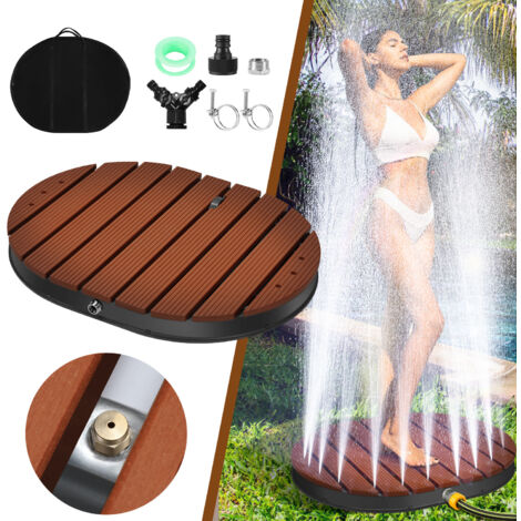 SWANEW Doccia da giardino Doccia a pavimento Con borsa impermeabile Doccia per piscina fino a 4 m Doccia esterna Doccia da campeggio Giardino WPC
