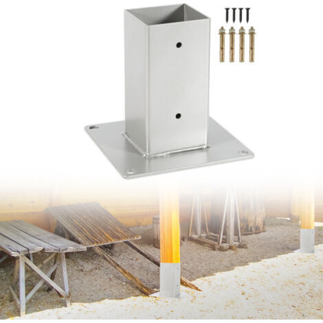SWANEW 4x Manicotto a vite Bullone quadrato quadrato Pali per recinzione Base per pali pergola 80x80mm