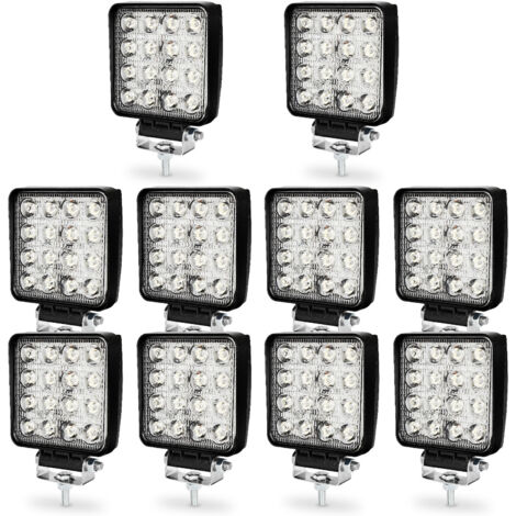 Randaco Faro da Lavoro 10 X 48W Piazza Fari Led 12V 24V Fari di Profondità Impermeabile IP67 Luci di Lavoro Fuoristrada per Moto Auto ATV SUV Trattore 6500K (1/5)